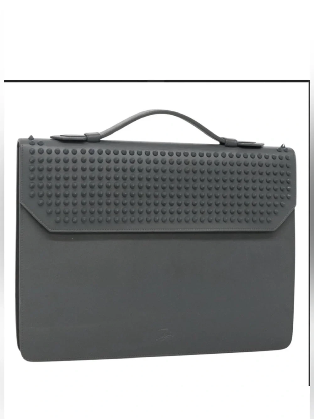 Christian Louboutin Gray Stud-Detail Top-Handle Briefcase